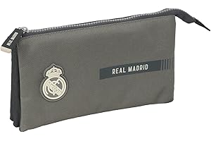 Safta Real Madrid 3ª EQUIPACIÓN 24/25 - Portatodo Triple, Estuche Infantil, Estuche Niño, Ideal para Niños en Edad Escolar, Cómodo y Versátil, Calidad y Resistencia, 22x3x12 cm