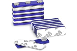 Powmag 12pcs Aimant Badge, Bleu Aimant pour Badge, Attache Aimant pour Badge, Aimants pour Badges Oblongs Porte-étiquettes Magnétiques, pour l'école, l'hôtel, les salons professionnels, le bureau