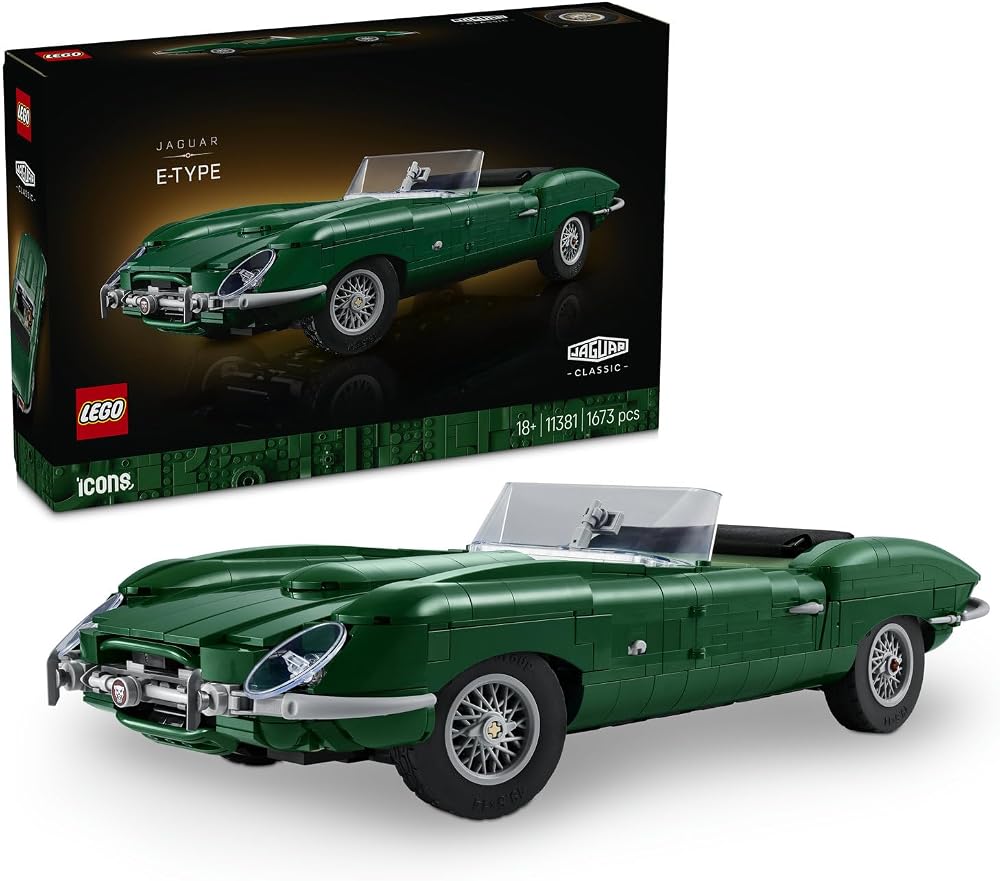 LEGO Icons Jaguar E-Type 11381 | Yetişkinler için Katlanabilen Kumaş Tavan İçeren Araba Modeli Yapım Seti, Hediye Fikri (1673 Parça)