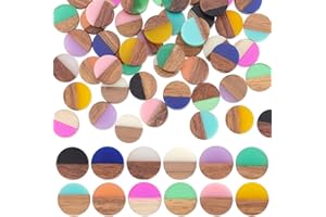 PH PANDAHALL PandaHall 48 Stück 12 Farben Geometric Resin Cabochons, 10mm Flache Runde Geometrische Rhombus Holzharz Cabochons Vintage Harz Holz Statement Für Halskette Ohrring Schmuck Fundstücke