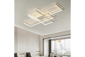 JIINOO Ceiling Light Dimmable LED Chandelier with Remote Control,Modern 50W 3-Layer Square Ceiling Lamp Acrylic Flush Mount Ceiling Lights Fixtures for Bedroom Dining Living Room Kitchen Office