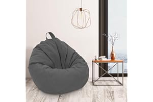 CROWNSHOP Bean Bag Chair Cover, 110x90cm Lazy Beanbag Chair Without Filling, Bean Bags Cover for adult Outdoor and Indoor Relaxation, Lounge Chair, Bedroom Cushion (dark gray)