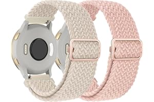 CUNUJIX Lot de 2 bracelets de rechange tressés pour Garmin Vivoactive 4S/Venu 3S/Venu 2S/Vivomove 3S, 18 mm - Tissu élastique Sport Solo Loop - Bracelet de rechange en nylon pour Garmin Forerunner