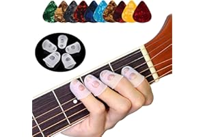 AUGSUN Gitarren-Fingerschutz – 40 Stück Silikon-Gitarren-Fingerhüllen zum Schutz, für Gitarre, Ukulele, Bass, Nähen und Stickerei (5 Größen) (Transparent)
