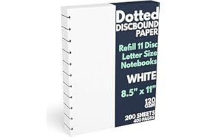 SORT OUT MY LIFE Discbound Extra dickes Punktraster Papier Nachfüllpackung, 200 Blatt (400 Seiten), 21,6 cm x 27,9 cm, 120 g/m², 11 Disc-Notizbücher