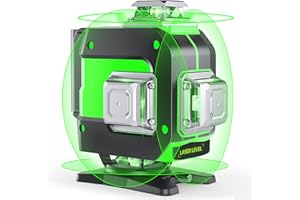 Niveau Laser, FELLAT 4 x 360 ° Autonivelant Niveau Laser Vert 4D 16 Lignes Niveau Laser Rotatif avec 2x4000 mAh Batterie Réchargeable et Télécommande, Support Magnétique, Base de Levage, Argenté