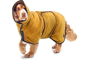 Lucky Paws® Peignoir Chien Super absorbante – Peignoir pour Chien à Double Couche Luxueuse – Serviette Ultra Douce – Séchez Votre toutou sans Effort en Quelques Minutes (XXXL, Ocre)