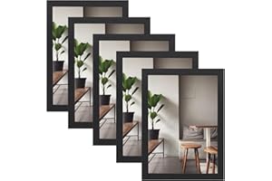 Alishomtll Czarna ramka na zdjęcia A4 21 x 29,7 cm z płytami MDF, zestaw 5 ramek na zdjęcia z rysunkiem słojów drewna do zawieszenia, na kilka zdjęć, wesele, Boże Narodzenie