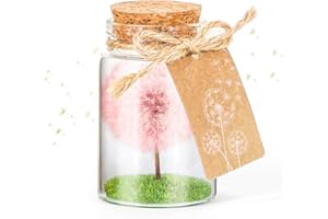 Giftota Bottiglia dei Desideri al Dente di Leone - Dente di Leone con Bella Confezione Regalo - Denti di Leone Fatti a Mano per Uomini Donne Bambini - Regali Creativi per Compleanno Festa - Rosa