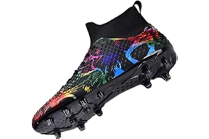 WEJIESS Botas de fútbol Juveniles de caña Alta con Tacos para Exterior, Zapatillas de competición de fútbol para Hombre