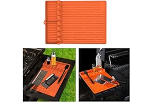 HONETEEK Silicone Griddle Tools Mat for Blackstone, 3-in-1 Large Spatula Mat with Drip Pad, Grill Side Shelf Mat for Outdoor Grill, Food Grade Grill BBQ Utensils Holder, Blackstone Griddle Accessories