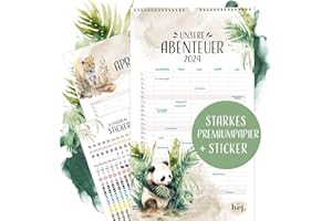 Hej.Creation Familienplaner 2024 mit 5 Spalten. Premium Wandkalender im Aquarell-Design. Kalender für Familien