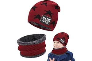 LXYYDS Berretto Invernale per Bambini, Set di Cappello e Scaldacollo, Cappello a Berretto Spesso + Sciarpa Set, Elastico in Maglia Beanie cap Scaldacollo, Cappelli Beanie Ragazzo Ragazza