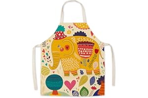Eyands Grembiule da cucina per bambini - grembiule da cucina in lino con motivo carino, grembiule da cucina con pittura da giardinaggio