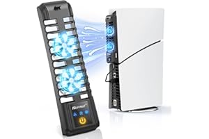 Nepagz Refroidissement pour PS5 Slim Nouvelle édition,2 Ventilateur Silencieux Amélioré avec USB Externe pour Disc & Digital Editions, pour PS5 Slim Support et PS5 Accessoires, Noir