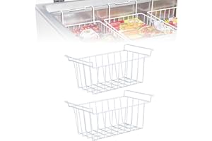VINGVO Freezer Baskets, 2PCS White Wire Pe Storage Baskets, Freezer Baskets for Chest and Upright Freezer, Large Wire Baskets for Storage (Four Sizes are Available) (L 44.5cm X W 24.5cm