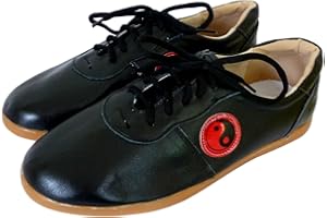 TORTUE DE JADE Chaussures de Taichi en Cuir Yin-Yang Blanches