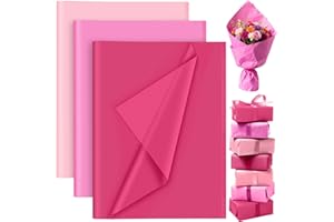 PLULON 60 feuilles de papier de soie rose en vrac, papier de soie colorées pour emballage cadeau d'anniversaire, mariage, Saint-Valentin, décorations de baby shower, cadeaux de fête des mères