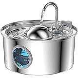 Fontanella per Gatti Acciaio - 3.2L Fontana per Gatti - Fontanella Gatto - Finestra Trasparente - Design Emisferico - Filtraz