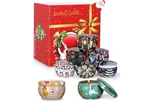 SINLAW 8 pezzi Candela Profumata Set, Cera di Soia Naturale,Candele Profumate Natalizie,Regalo di Candele Profumate,Set di Candele profumate di Natale,Candele Profumate per Natale,Matrimonio,Doccia,Yoga
