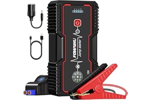 FOWAWU Avviatore Batteria 6000A 26800mAh Avviatore Emergenza per Auto,Moto(ALL Gas o 12 L Diesel), 12V Jump Starter con Smart-Clip Può Emettere DC 12V, Torcia a LED