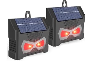 Ashmita IP66 waterproof Animal deterrent (2-pack),solar-powered,red flashing lights animal deterrent ,suitable for farms, gardens, and yards, can scare away foxes, birds, skunks and other animals.