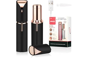 URAQT Środek do usuwania włosów na twarzy dla kobiet, bezbolesny trymer do włosów na twarzy, ładowalna mini depilator, przenośna elektryczna maszynka do golenia do ust, twarzy, ciała, brzoskwiniowa