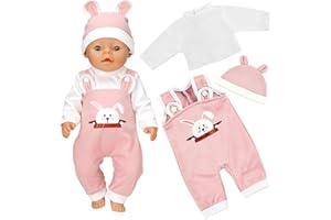 JurciCat Ubranka dla lalek Akcesoria dla lalek z kapeluszem Spodnie z długim rękawem Akcesoria dla lalek 35-43 cm Prezent dla dzieci Dziewczynki Chłopcy(lalki nie są dołączone)