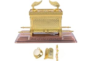BRTAGG Arca dell'Alleanza con accessori, Rod di Aaron/Manna/Pietra dei Dieci Comandamenti (M, Oro)
