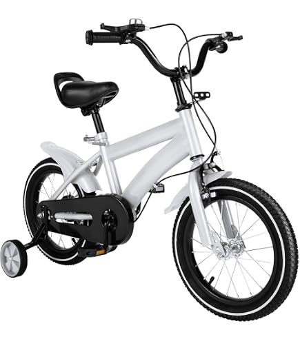 Vélo Enfant 16 Pouces Avec Roues Stabilisatrices - Pour 5 à 8 Ans (105-135 Cm) - Freins à Disque Avant, Selle Et Guidon Réglables
