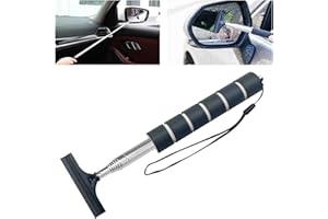 WASYPLSFOI Car Rear View Mirror Wiper Mini Small Car Windshield Ice Squeegee Brush Scraper Cleaner Accessories Telescopic, Black