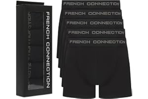French Connection Mens Boxers – 5-Pack Gift Box, Premium Cotton Stretch Underwear, Breathable & Comfortable
