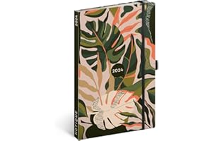 NOTIQUE Agenda de poche 2024 env. A5, avec fermeture élastique, planificateur hebdomadaire, livre, couverture rigide (jungle 2024)