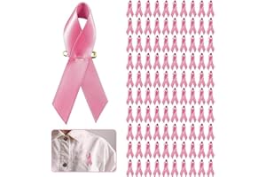 CNNBYYDS Lot de 100 Broches Octobre Rose en Satin avec épingles à Nourrice, Ruban Rose Cancer du Sein pré-découpé Pour Sensibilisation au Cancer du Sein pour Femme et Homme, 2025 Accessoires