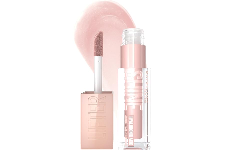 Maybelline Lifter Gloss, Hydrating Lip Gloss with Hyaluronic Acid, 002 Ice (Light Pink), Creates Fuller-Looking, Shiny, Moisturised and Plumped Lips. Non-sticky