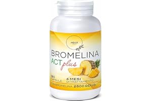 Mekià® Bromelina Forte drenante 120 capsule 2500 GDU/g Estratto di Ananas Naturale-Enzima Digestivo.Integratore Diuretico contrasta il Gonfiore Addominale Migliora funzione Digestiva