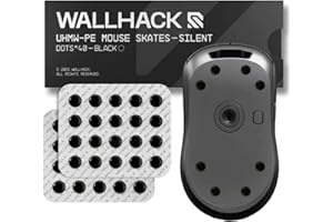 Wallhack UHMW-PE Dot Silent Mouse Skates | Premium Universal Skates for Gaming Mice | Ultra-Smooth Glide on Cloth & Glass Pads | Customize Speed & Control | Durable, Easy to Apply | Black 7mm x 7mm