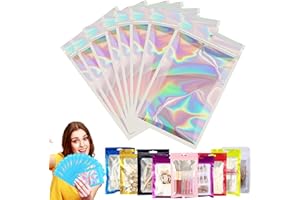 YAAVAAW Mylar-Beutel, holografische Verpackung, 100 Stück, 10 x 15 cm, wiederverschließbar, geruchsdicht, Druckverschluss