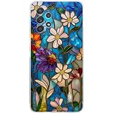 PrintiFy Samsung Galaxy A52 ile Uyumlu Vitray Mavi Bahar Tasarımlı Şeffaf Silikon Kılıf