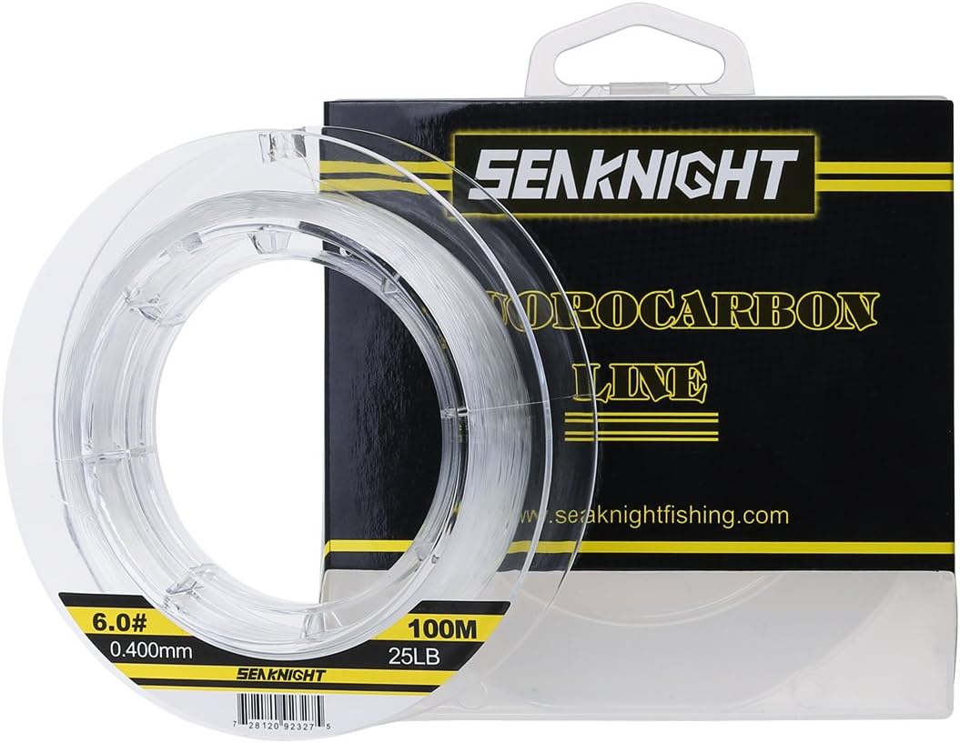 SeaKnight Hilo de Pescar 100% fluorocarbono, 50M/100M y Formato Invisible 3-100LB