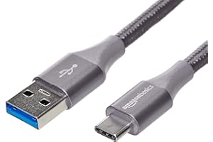 Amazon Basics Cavo di ricarica rapida da USB-C a USB-A 3.1 Gen 1, cavo intrecciato in nylon, alta velocità 5 Gbps, per Apple iPhone 16/15, iPad, Samsung Galaxy, tablet, laptop, 1.8 m, grigio scuro