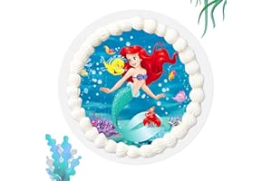 RASMADHUR Meerjungfrau Tortenaufleger, 20cm Meerjungfrau Tortendeko Essbar, Meerjungfrau Kuchen Deko, Meerjungfrau Tortenaufleger Foto, Tortenaufleger Mädchen
