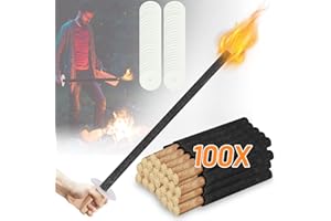 Ansobea Lot de 100 torches en cire, 42 cm, durée de combustion de 45 minutes, avec protection des mains, pour l'extérieur, feu de camp, extérieur