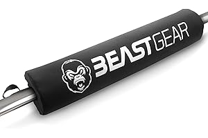 Beast Gear Barbell Pad - Heavy Duty, Weightlifting, Squat, and Hip Thrust Pads with Secure Hook & Loop Fastener - Cushioned Foam Protection for Weighted Bar