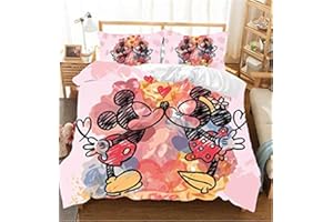 DDONVG Juego de Ropa de Cama Infantil de Cartoon Mouse, Ropa de Cama Infantil, Cartoon con Funda de Almohada, Estampado 3D, Microfibra Multicolor (12,220 x 240)