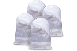 Meowoo Bolsa de Malla con Cordón Bolso de Ropa Bolsa de Lavandería Blanco para Lavadora, Se Usa Para Lavar Ropa Interior, Calcetines, Camisas (White-4pcs)
