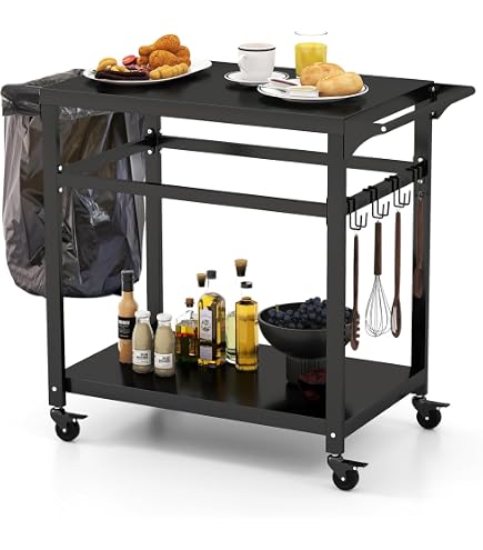 Chariot De Barbecue Mobile à 3 Niveaux LEADZM - Établi Extérieur En Acier Inoxydable 97x51x83 Cm - 13