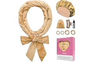 weiwei Heatless Curlers Headband, Heatless Curls Hair Curlers No Heat, 70" Soft Large Hair Rollers Curling Rods Gift Set for Women Long Wave Hair Volume, 9 PCS Overnight Curls Hair Wrap Curler -Khaki