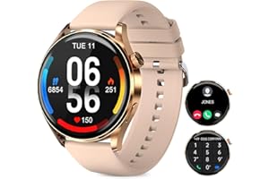 EBUYFIRE Smartwatch Damen mit Telefonfunktion, 1,38" runde Fitnessuhr 100+ Sportmodi, SpO2, Herzfrequenz, Stress, Schlafmonitor, Schrittzähler, Kalorien, Armbanduhr für iOS Android, IP68 wasserdichte Sportuhr