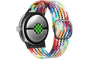 Astorgos Braided Solo Loop Compatible with Google Pixel Watch 3 41mm/Pixel Watch 2/Pixel Watch, Adjustable Stretchy Fabric Strap Woven Band Elastic Nylon Wristband for Women Men, Rainbow